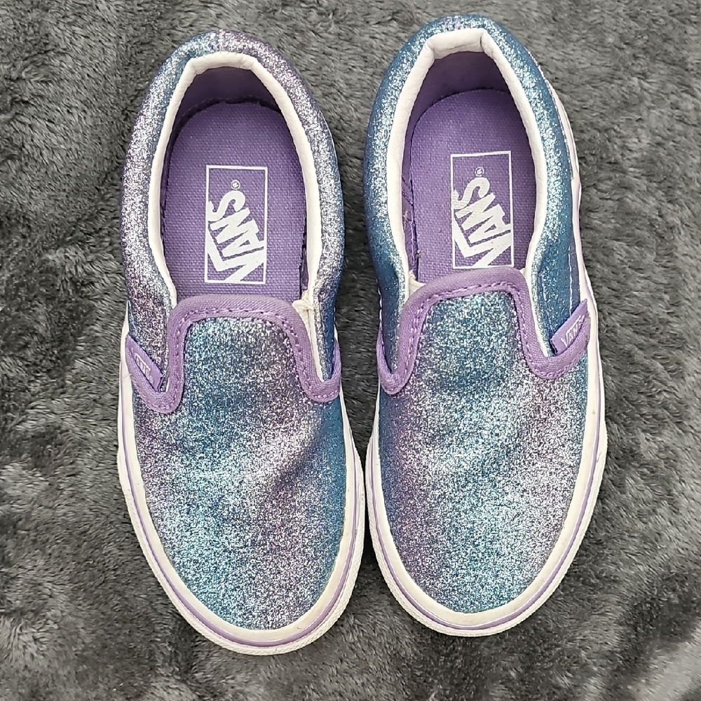 Vans Kids Sparkle Slip-On Sneakers - Purple and Blue
